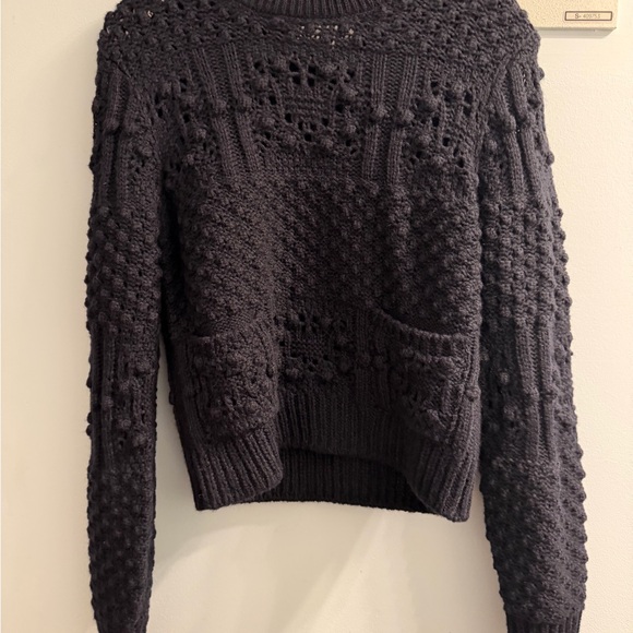 Frame Denim navy Sweater with Gold Button Accents - Picture 4 of 4